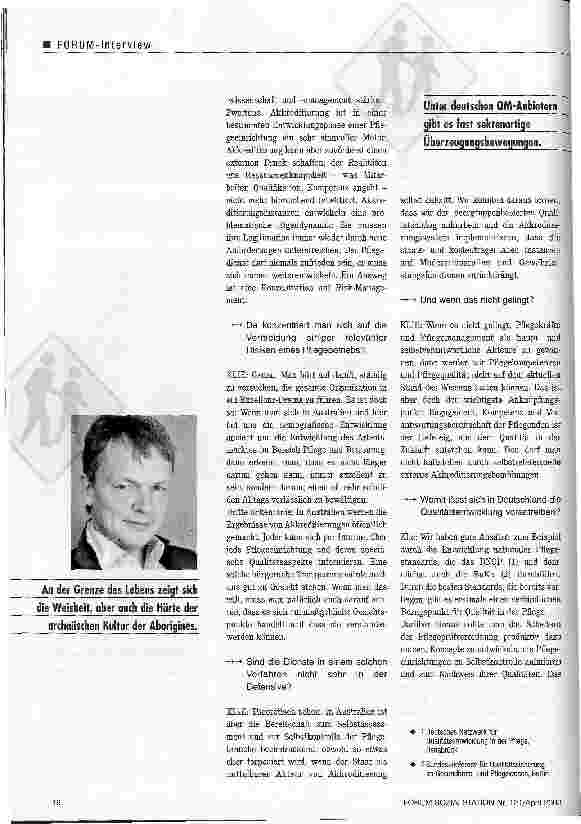 Vorschauseite 3: Qualitätsmanagement ist ein Spiel, in dem Einfluss und Macht entscheiden Der Freiburger Rechtsprofessor und Altenhilfeexperte zur Qualitätsentwicklung australischer und deutscher…