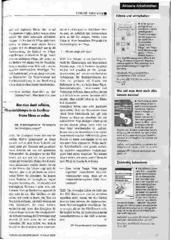 Vorschauseite 4: Qualitätsmanagement ist ein Spiel, in dem Einfluss und Macht entscheiden Der Freiburger Rechtsprofessor und Altenhilfeexperte zur Qualitätsentwicklung australischer und deutscher…