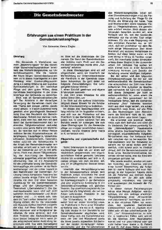 Vorschauseite 1: Erfahrungen aus einem Praktikum in der Gemeindekrankenpflege