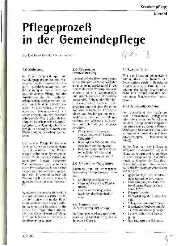Vorschauseite 1: Pflegeprozeß in der Gemeindepflege