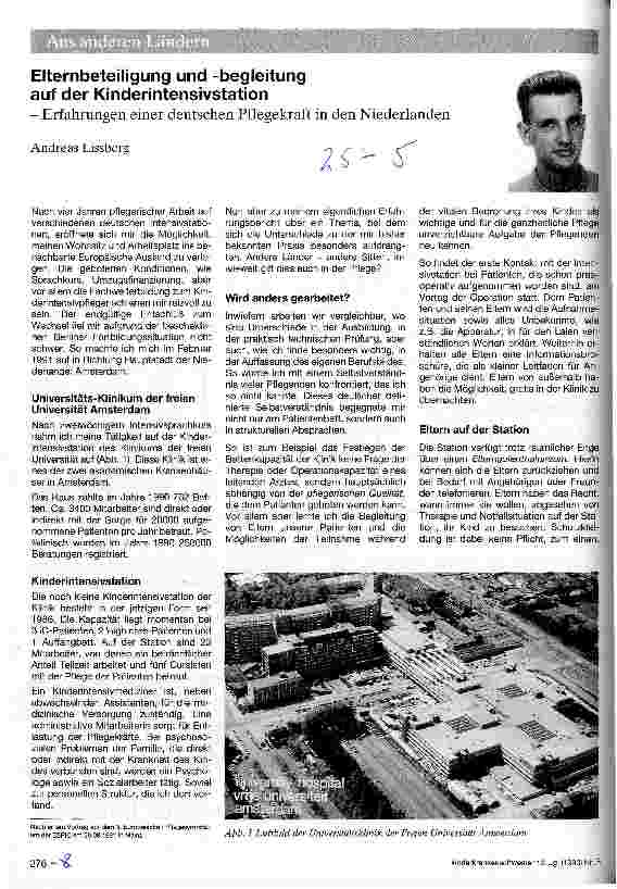 Vorschauseite 1: Elternbeteiligung und -begleitung auf der Kinderintensivstation Erfahrungen einer deutschen Pflegekraft in den Niederlanden