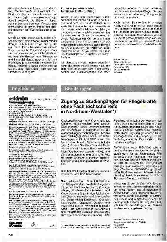 Vorschauseite 3: Elternbeteiligung und -begleitung auf der Kinderintensivstation Erfahrungen einer deutschen Pflegekraft in den Niederlanden