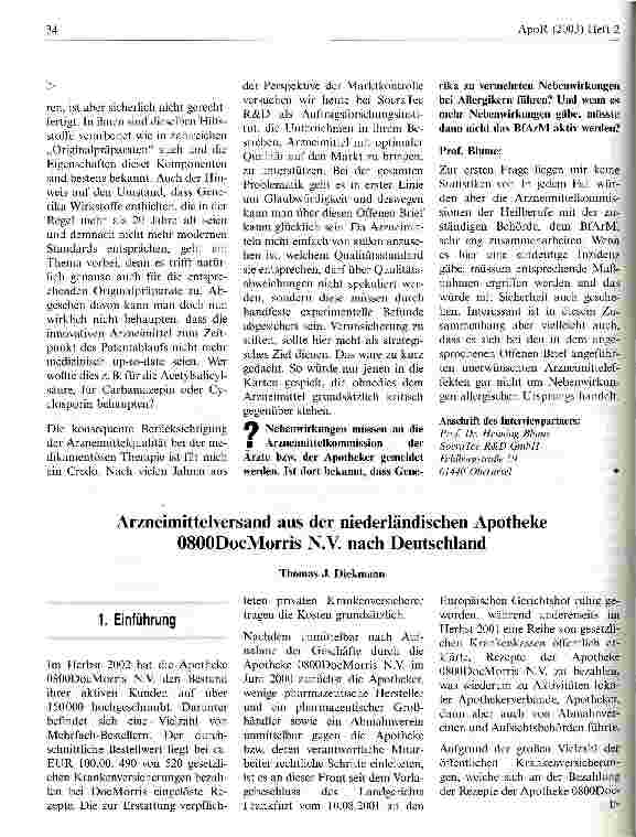 Vorschauseite 2: Qualität von Generika - mehr Schein als Sein? Interview mit Prof. Dr. Henning Blume