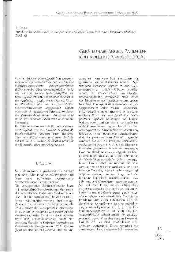 Vorschauseite 1: Geräteunabhängige patientenkontrollierte Analgesie (PCA)