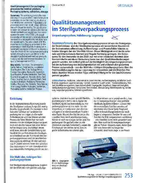 Vorschauseite 1: Qualitätsmanagement im Sterilgutverpackungsprozess Verpackungssystem, Validierung, Lagerung
