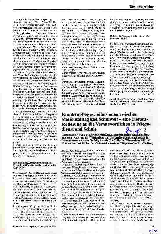 Vorschauseite 3: Pflegeforschung für Pflegepraxis Nürnberg 4.Pflegeforschungstag d. Dt.Berufsverbands für Pflegeberufe 8.6.93