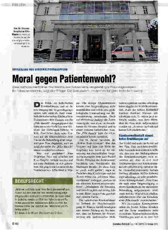 Vorschauseite 1: Moral gegen Patientenwohl?