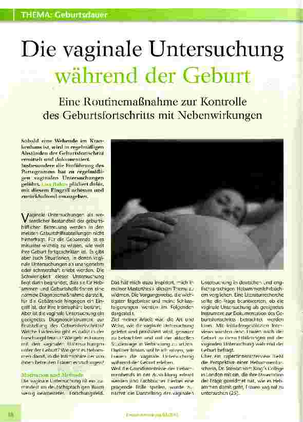 Vorschauseite 1: Die vaginale Untersuchun während der Geburt