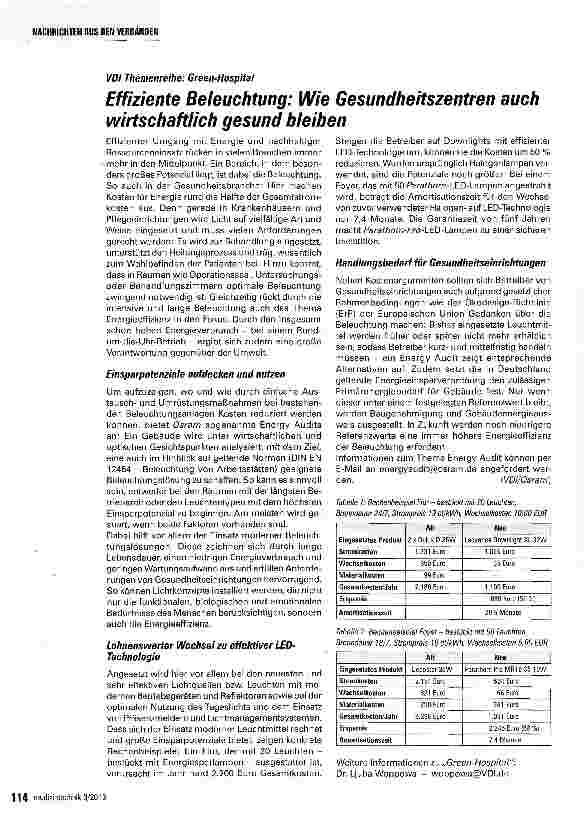 Vorschauseite 1: Effiziente Beleuchtung: Wie Gesundheitszentren auch wirtschaftlich gesund bleiben
