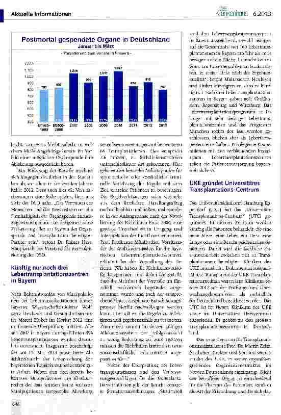 Vorschauseite 2: Entwicklung der postmortalen Organspende in Deutschland