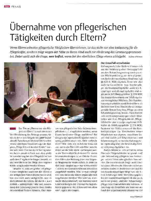 Vorschauseite 1: Übernahme von pflegerischen Tätigkeiten durch Eltern?