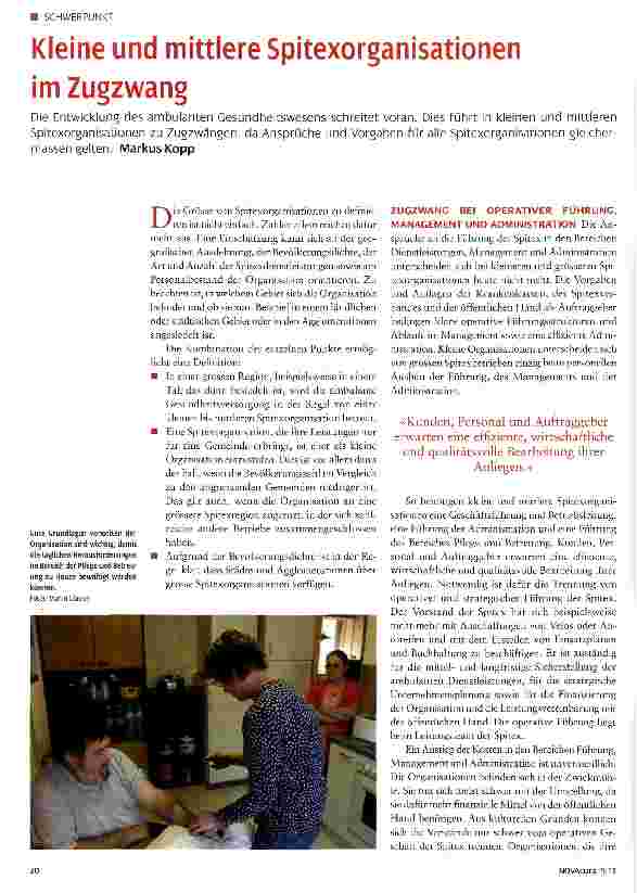 Vorschauseite 1: Kleine und mittlere Spitexorganisationen im Zugzwang