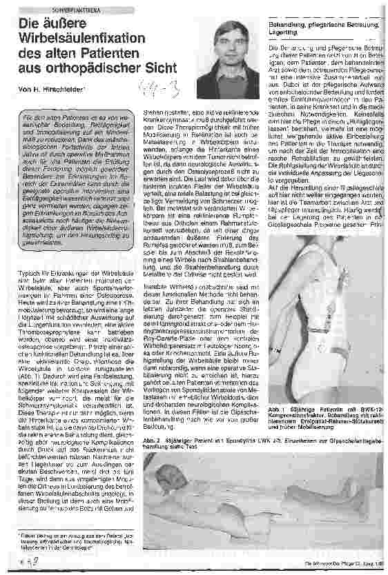 Vorschauseite 1: Die äußere Wirbelsäulenfixation des alten Patienten aus orthopädischer Sicht