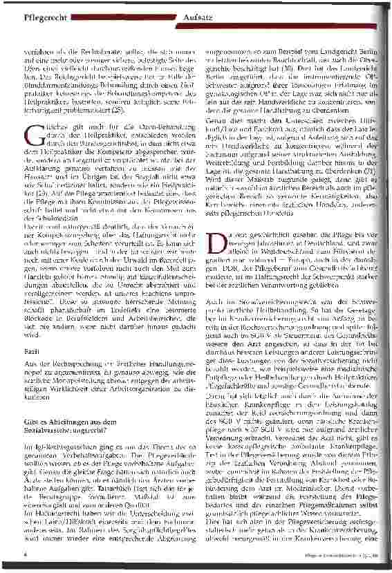 Vorschauseite 3: Bleibt Pflege immer ein Heilund Hilfsberuf? Verändert sich aufgrund neuer Rechtsprechung der Status der Pflegepersonen in Deutschland? - 1. Teil