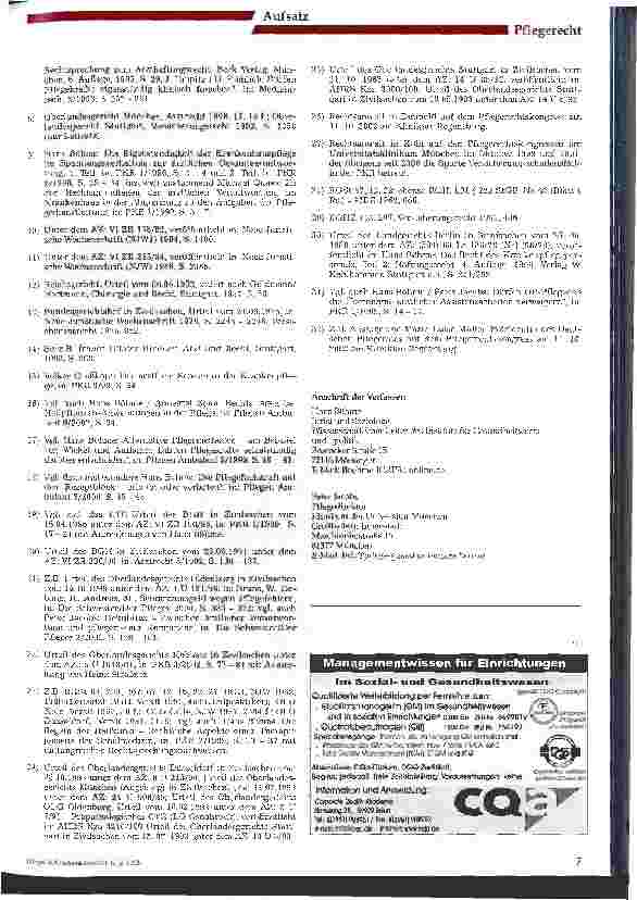 Vorschauseite 6: Bleibt Pflege immer ein Heilund Hilfsberuf? Verändert sich aufgrund neuer Rechtsprechung der Status der Pflegepersonen in Deutschland? - 1. Teil