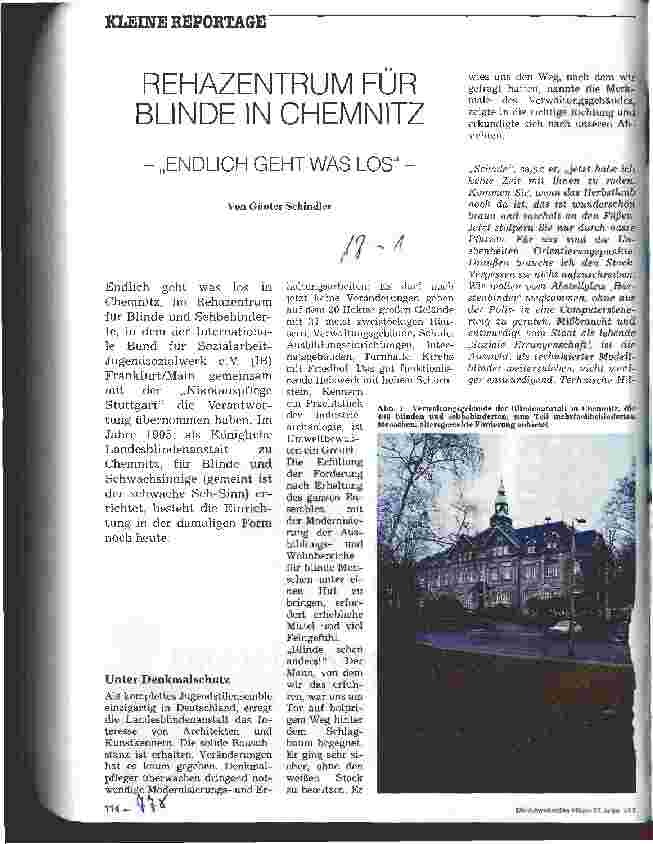 Vorschauseite 1: Rehazentrum für Blinde in Chemnitz Endlich geht was los