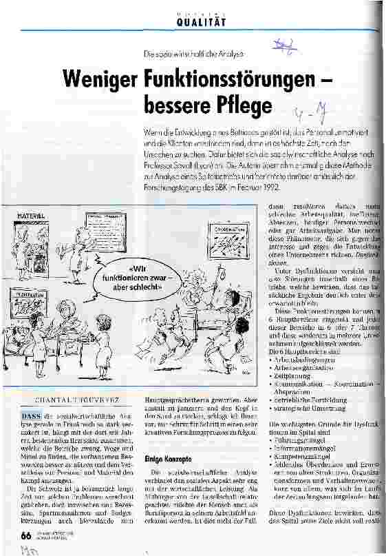 Vorschauseite 1: Weniger Funktionsstörungen - bessere Pflege Die sozialwirtschaftliche Analyse
