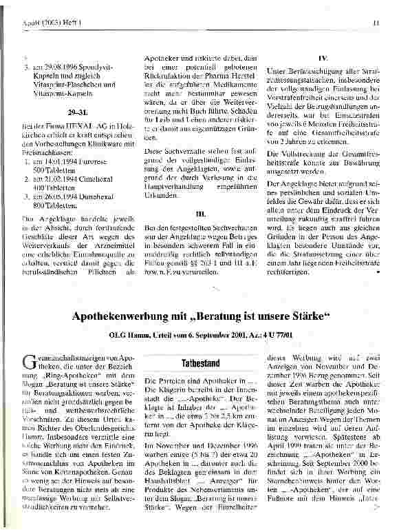 Vorschauseite 3: Strafe für krankenhausversorgenden Apotheker wegen Weiterverkauf von Klinikware Amtsgericht Neunkirchen, Urteil vom 17. Januar 2002