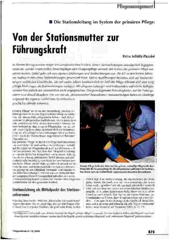 Vorschauseite 1: Von der Stationsmutter zur Führungskraft