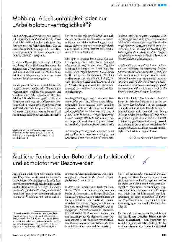 Vorschauseite 1: Ärztliche Fehler bei der Behandlung funktioneller und somatoformer Beschwerden