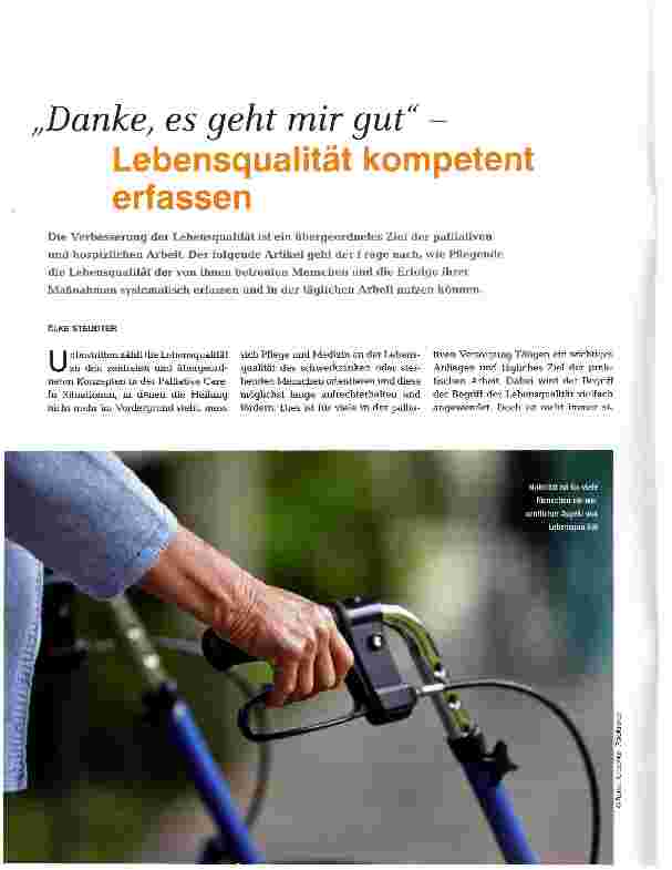 Vorschauseite 1: Danke, es geht mir gut - Lebensqualität kompetent erfassen