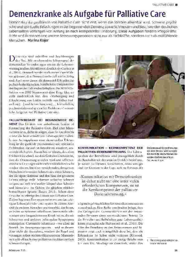 Vorschauseite 1: Demenzkranke als Aufgabe für Palliative Care