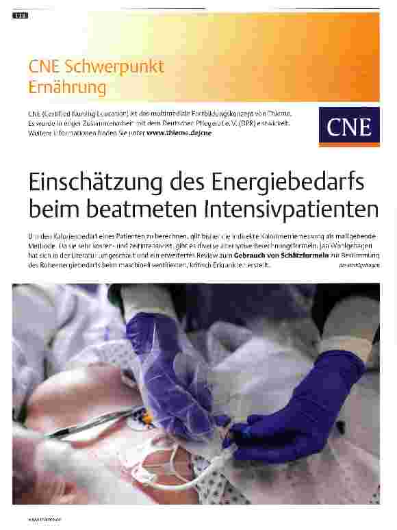 Vorschauseite 1: Einschätzung des Energiebedarfs beim beatmeten Intensivpatienten