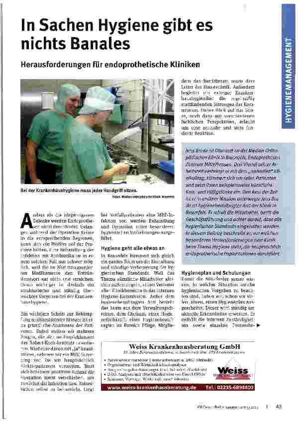 Vorschauseite 1: In Sachen Hygiene gibt es nichts Banales