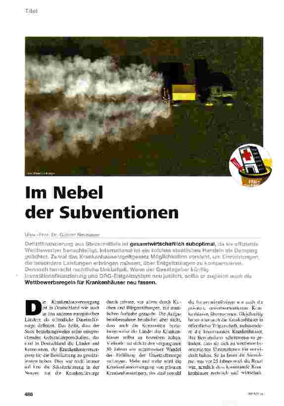 Vorschauseite 1: Im Nebel der Subventionen