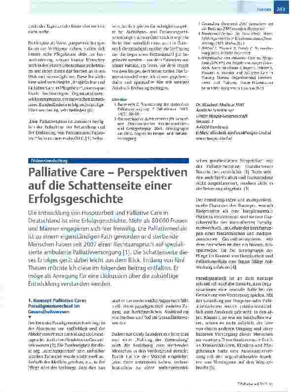Vorschauseite 2: Österreich: Finanzierung der stationären Palliativund Hospizversorgung