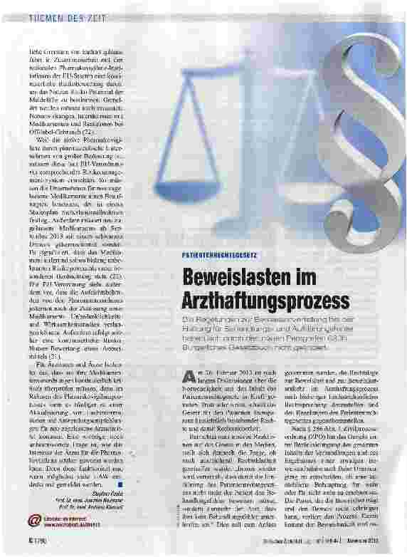 Vorschauseite 1: Beweislasten im Aizthaftungsprozess