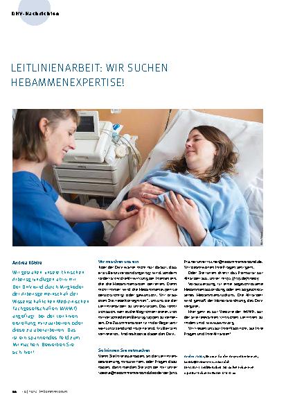 Vorschauseite 1: Leitlinienarbeit: Wir suchen Hebammenexpertise!