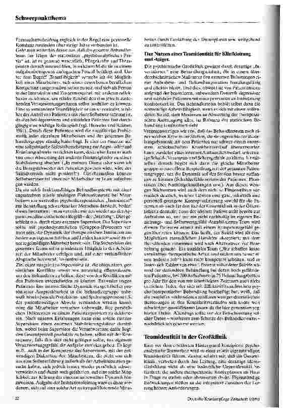 Vorschauseite 4: Möglichkeiten und Grenzen der Teamidentität in einer Depressionsstation