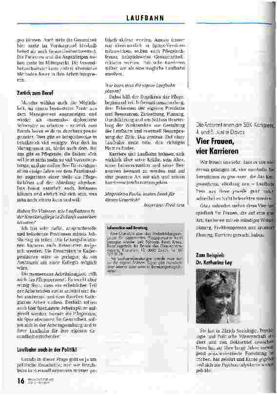 Vorschauseite 3: Die Karriere angehen - auf gesunde Art Interview mit Magdalena Fuchs (Fachstelle für Fortbildung)