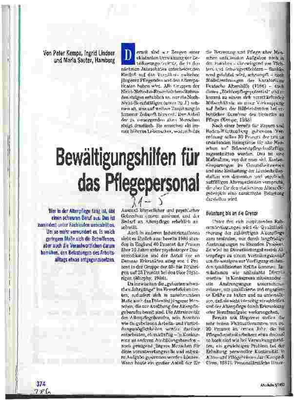 Vorschauseite 1: Bewältigungshilfen für das Pflegepersonal