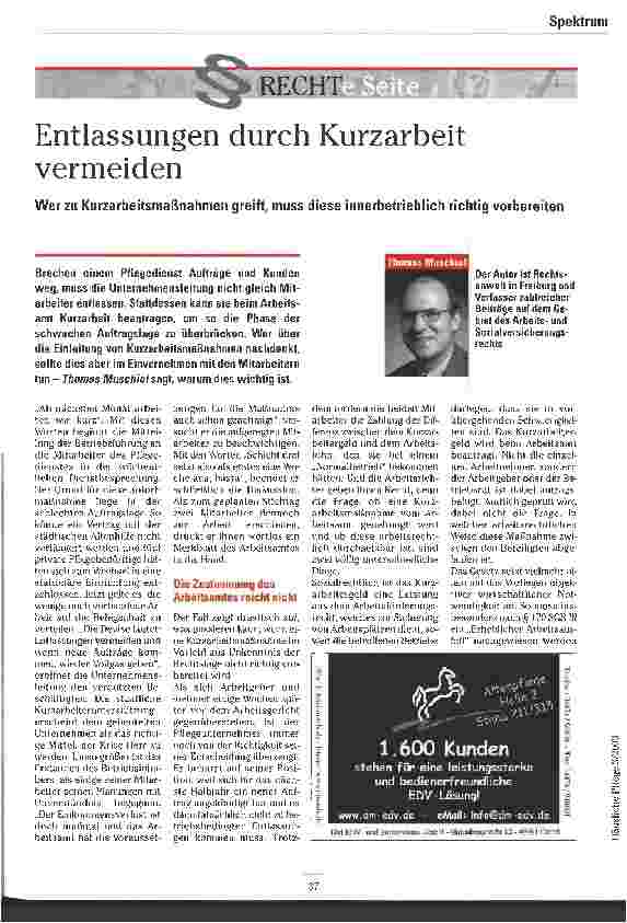 Vorschauseite 1: Entlassungen durch Kurzarbeit vermeiden