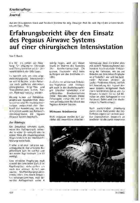 Vorschauseite 1: Erfahrungsbericht über den Einsatz des Pegasus Airwave Systems auf einer chirurgischen Intensivstation