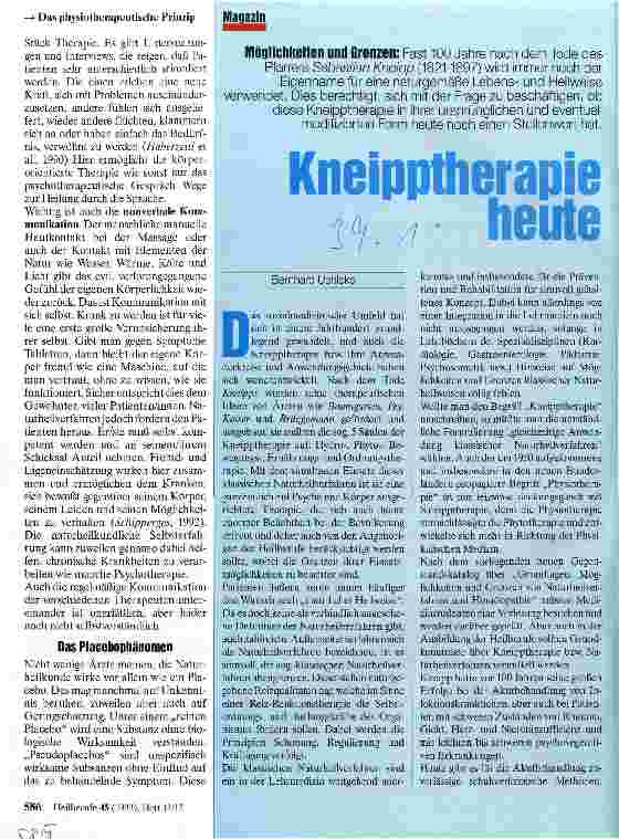 Vorschauseite 1: Kneipptherapie heute Möglichkeiten und Grenzen