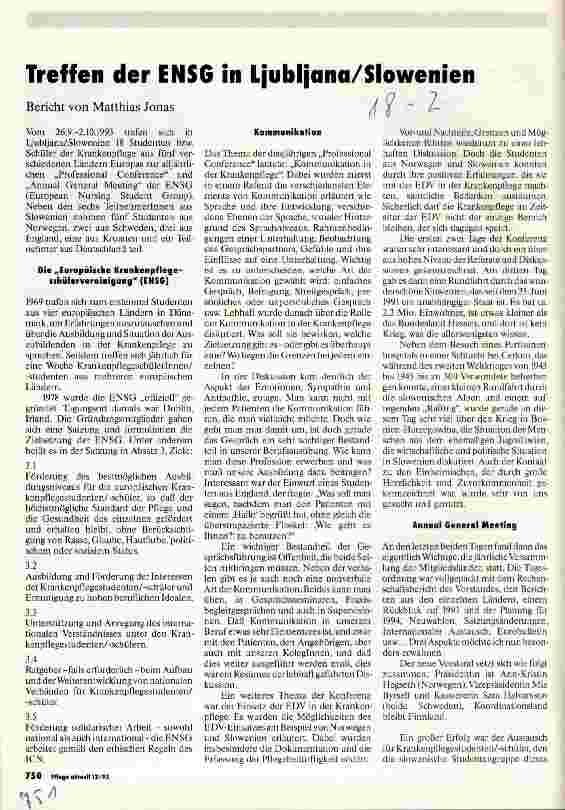 Vorschauseite 1: Treffen der ENSG in Ljubljana/Slowenien Bericht