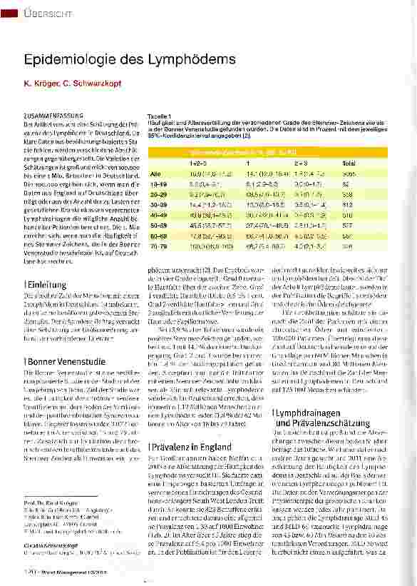 Vorschauseite 1: Epidemiologie des Lymphödems
