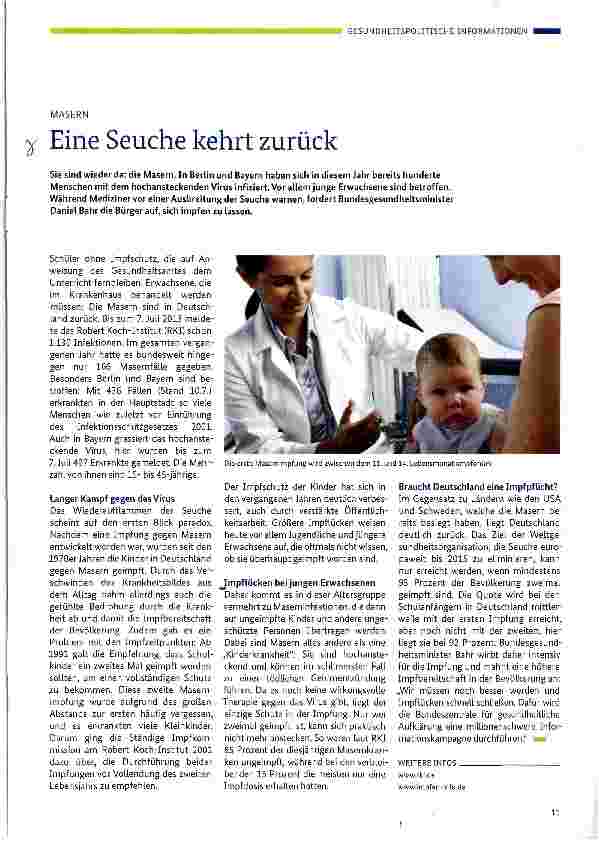 Vorschauseite 1: Eine Seuche kehrt zurück