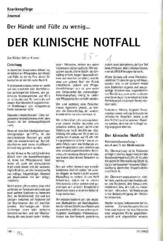 Vorschauseite 1: Der Klinische Notfall Der Hände und Füße zu wenig ...