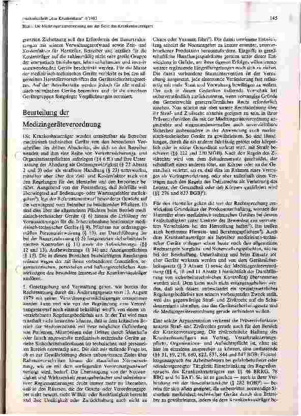 Vorschauseite 2: Die Medizingeräteverordnung aus der Sicht des Krankenhausträgers