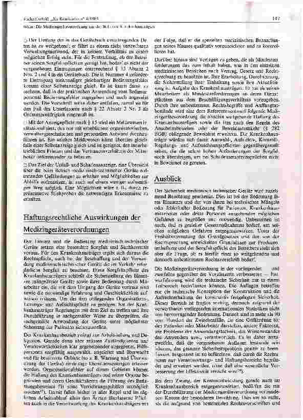 Vorschauseite 4: Die Medizingeräteverordnung aus der Sicht des Krankenhausträgers