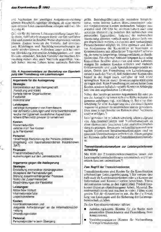 Vorschauseite 4: Strategien zur Bereitstellung von Laborleistungen für das Krankenhaus Leistungstiefenoptimierung und Kostensenkung im Labor