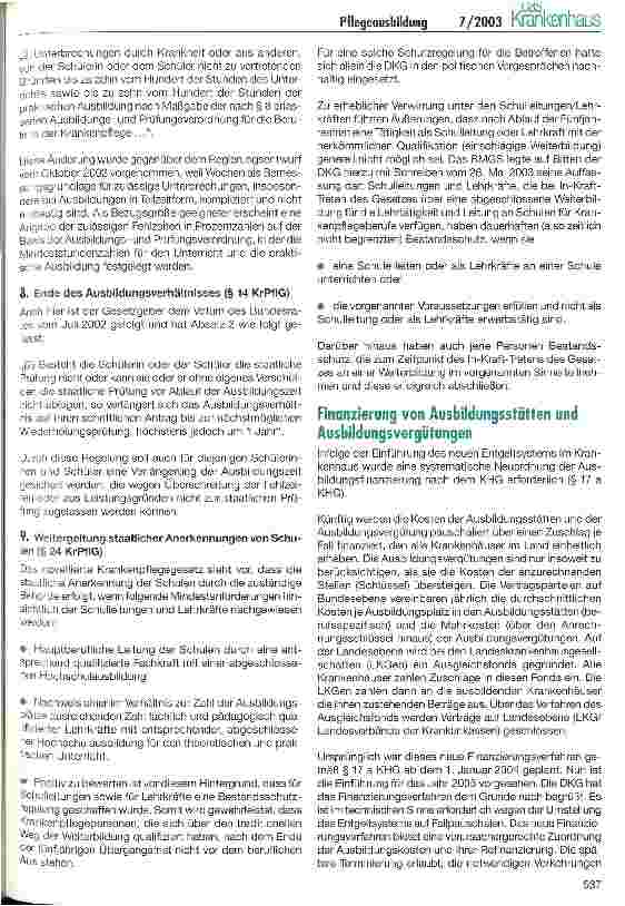 Vorschauseite 4: Die Novellierung des Krankenpflegegesetzes