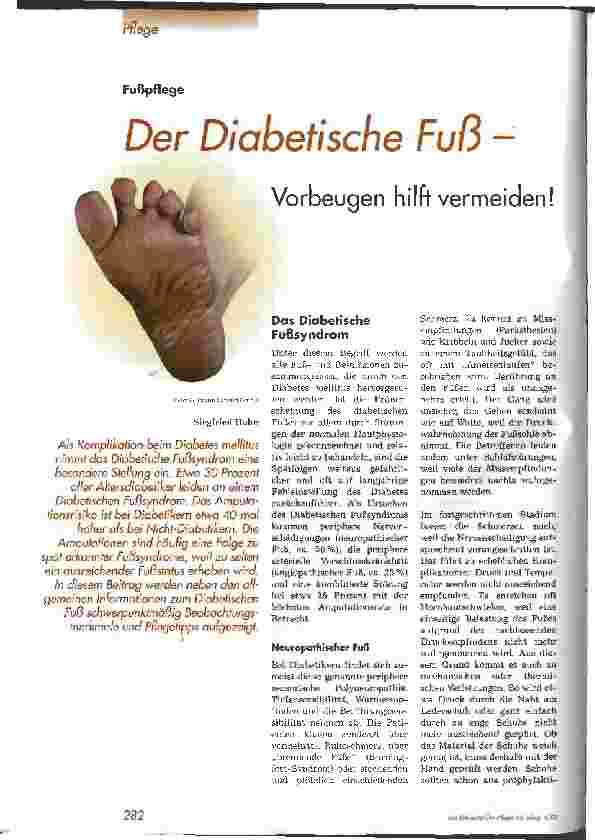 Vorschauseite 1: Der Diabetische Fuß - Vorbeugen hilft vermeiden!