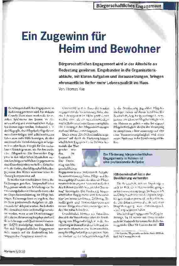 Vorschauseite 1: Ein Zugewinn für Heim und Bewohner