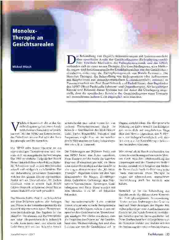 Vorschauseite 1: Monolux-Therapie an Gesichtsarealen