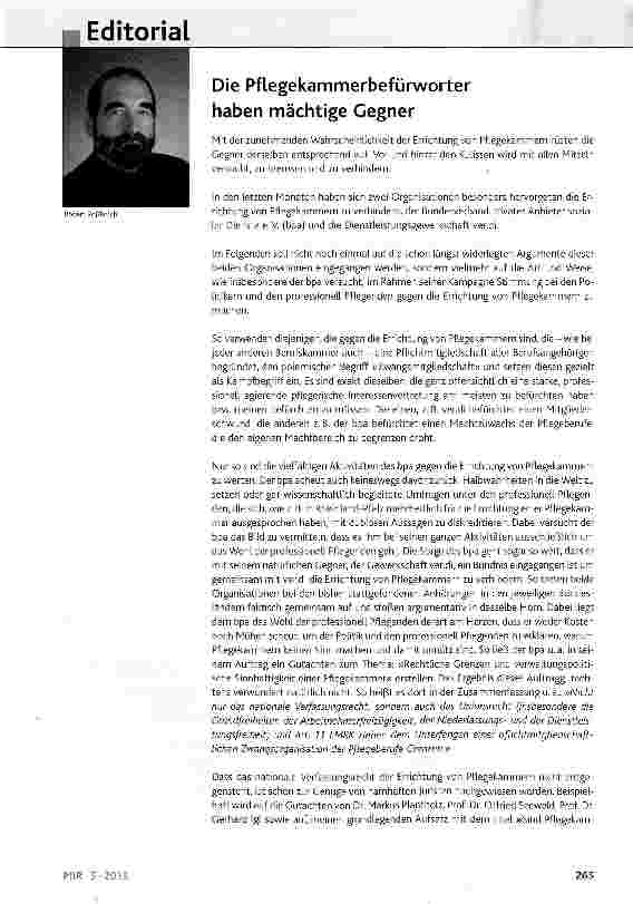 Vorschauseite 1: Die Pflegekammerbefürworter haben mächtige Gegner